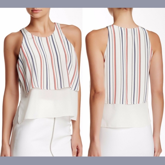NWT $265 Elizabeth‎ and James Ender Silk Blouse Tiered Overlay [SZ Medium ] - Picture 1 of 8